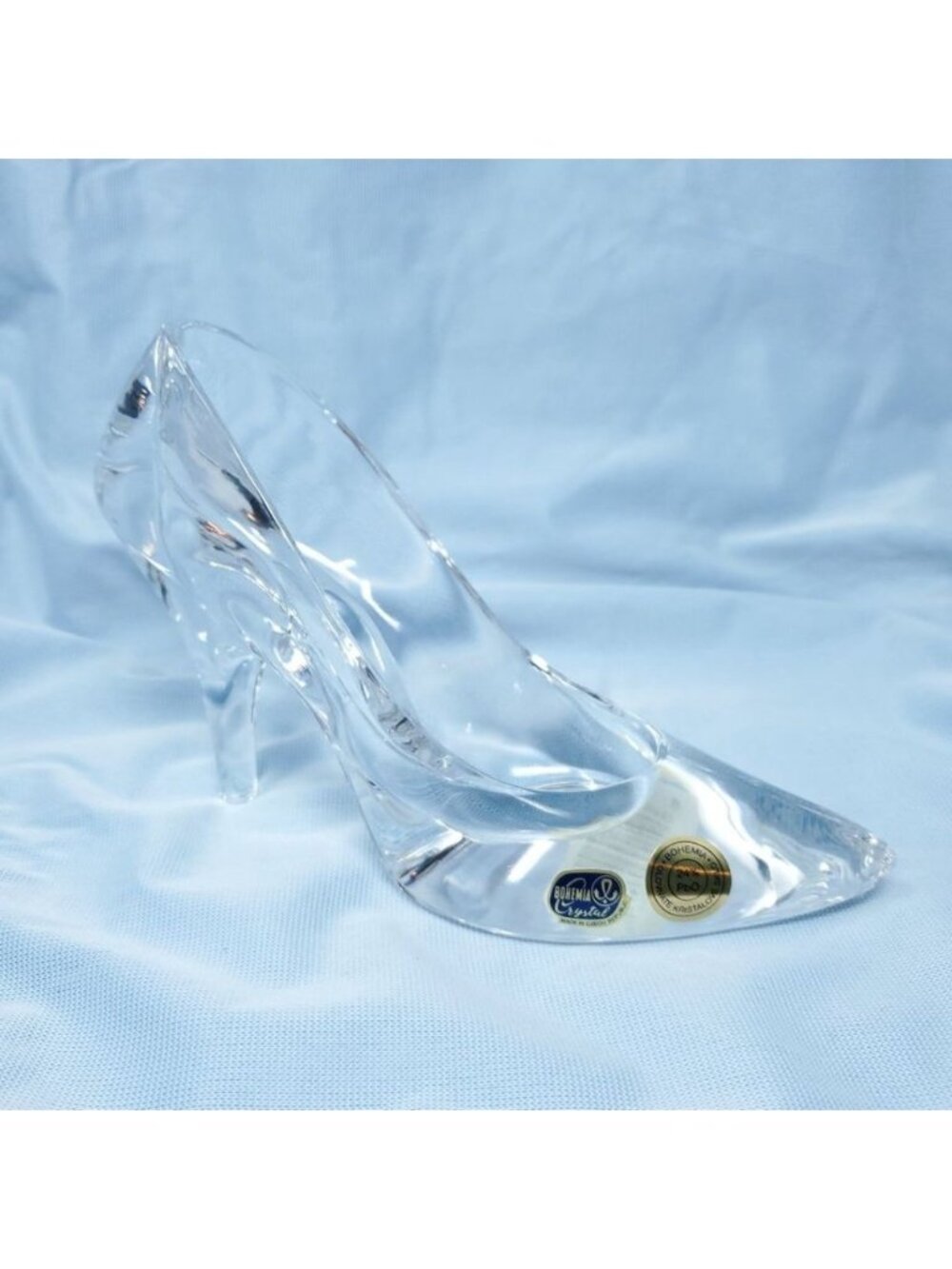 Vintage Bohemia Czech Lead Crystal Cinderella Glass Slipper High Heel Figurine